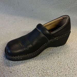 Born Wedge Clogs Womens 10 Black Leather Comfort Slip On Shoes Nursing